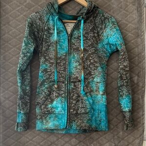 Stylish Teal and Gray Women's Hoodie Jacket